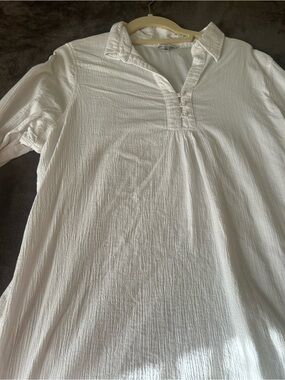 croft & barrow White Lightweight Button-Front Tunic Shirt
